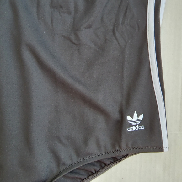NWT Adidas Original Black White Adicolor Three Stripe Zip Up one Piece Swimsuit - Picture 5 of 8